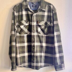 Chaps Men's Knit Flannel Shirt Green Medium Cabin/Work /outdoor